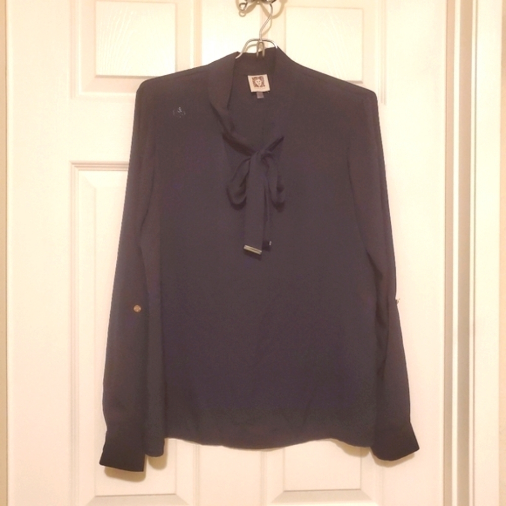 Anne Klein Navy Blouse Sz 2
